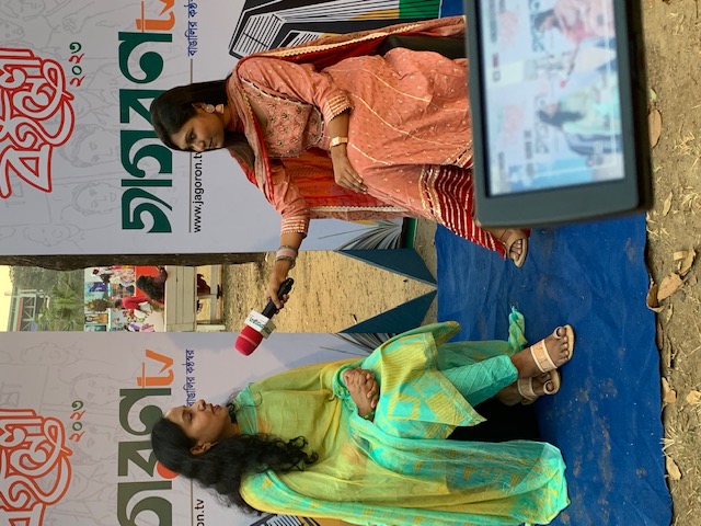 My spouse is speaking on the popular TV channel Jagoron TV at the Amar Ekushey Book Fair.